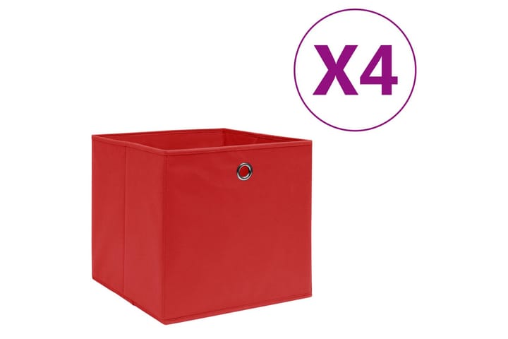 Säilytyslaatikot 4 kpl kuitukangas 28x28x28 cm punainen - Punainen - Säilytyslaatikko - Laatikko