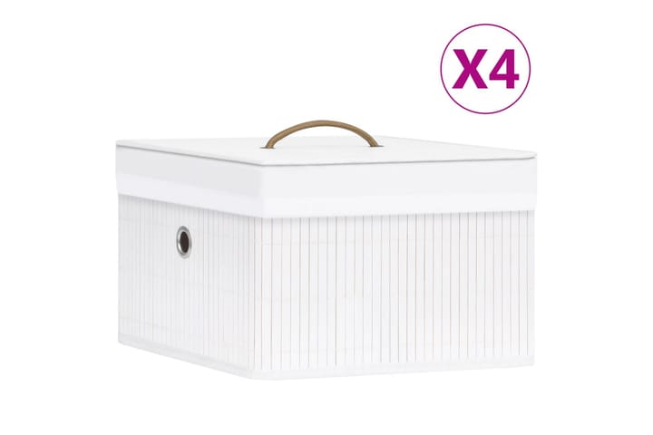 Säilytyslaatikot bambu 4 kpl valkoinen - Valkoinen - Säilytyslaatikko - Laatikko