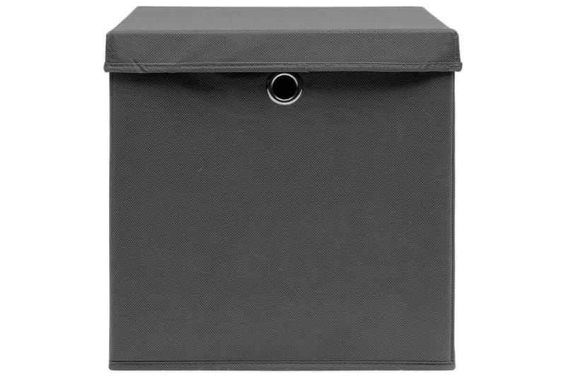 Säilytyslaatikot kansilla 10 kpl 28x28x28 cm harmaa - Harmaa - Säilytys - Piensäilytys - Säilytyslaatikko