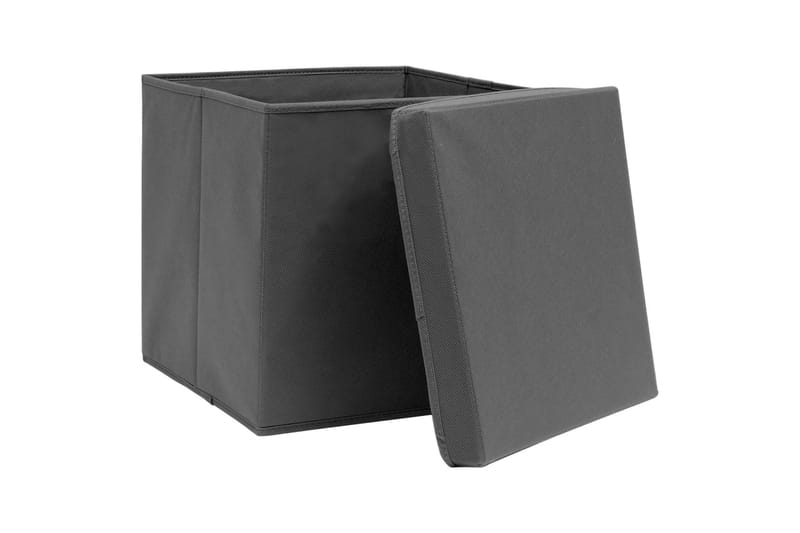 Säilytyslaatikot kansilla 10 kpl 28x28x28 cm harmaa - Harmaa - Säilytys - Piensäilytys - Säilytyslaatikko