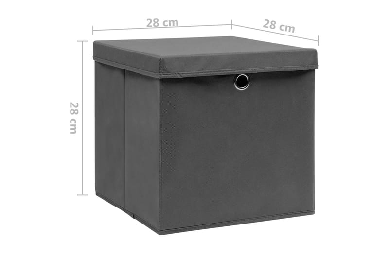 Säilytyslaatikot kansilla 10 kpl 28x28x28 cm harmaa - Harmaa - Säilytys - Piensäilytys - Säilytyslaatikko