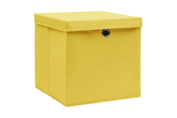 Säilytyslaatikot kansilla 10 kpl 28x28x28 cm keltainen - Keltainen - Säilytyslaatikko - Laatikko