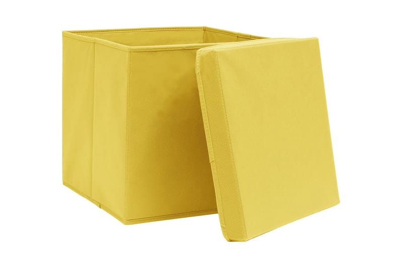 Säilytyslaatikot kansilla 10 kpl 28x28x28 cm keltainen - Keltainen - Säilytys - Piensäilytys - Säilytyslaatikko