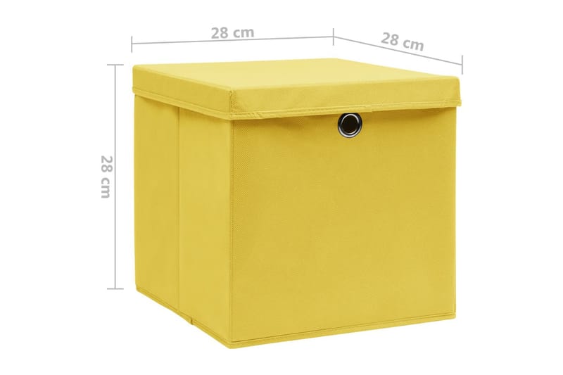 Säilytyslaatikot kansilla 10 kpl 28x28x28 cm keltainen - Keltainen - Säilytys - Piensäilytys - Säilytyslaatikko