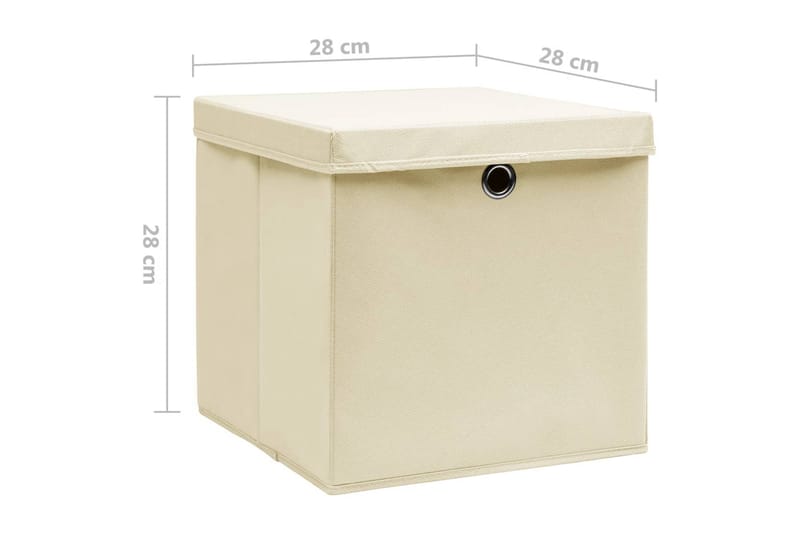 Säilytyslaatikot kansilla 10 kpl 28x28x28 cm kerma - Kerma - Säilytys - Piensäilytys - Säilytyslaatikko