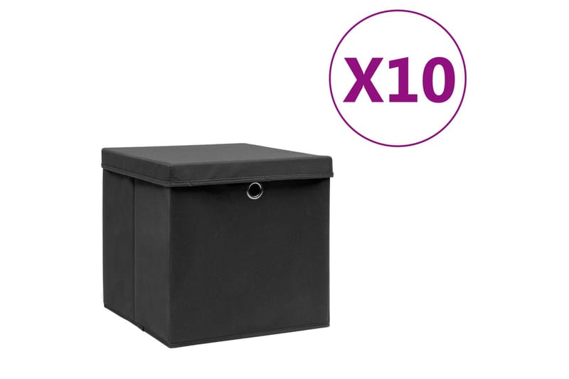 Säilytyslaatikot kansilla 10 kpl 28x28x28 cm musta - Musta - Säilytys - Piensäilytys - Säilytyslaatikko