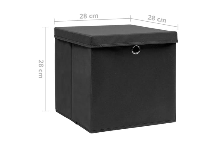 Säilytyslaatikot kansilla 10 kpl 28x28x28 cm musta - Musta - Säilytyslaatikko - Laatikko