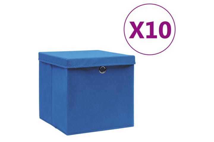 Säilytyslaatikot kansilla 10 kpl 28x28x28 cm sininen - Sininen - Säilytyslaatikko - Laatikko
