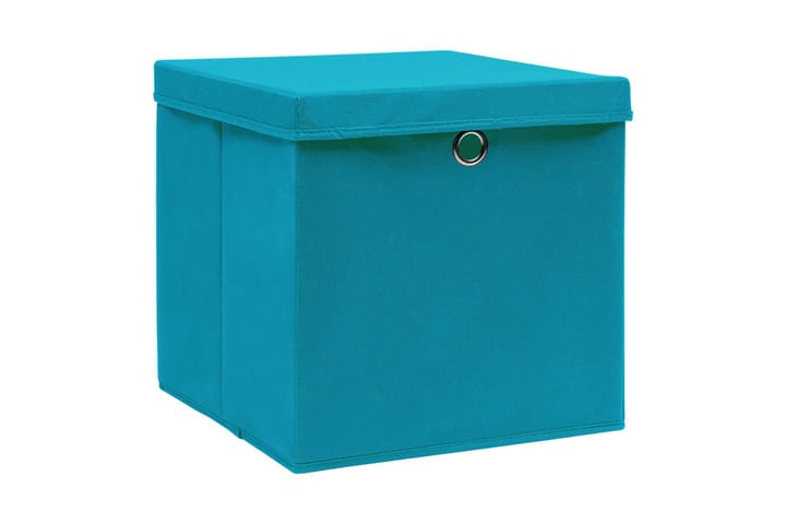 Säilytyslaatikot kansilla 10 kpl 28x28x28 cm vaaleansininen - Sininen - Säilytyslaatikko - Laatikko