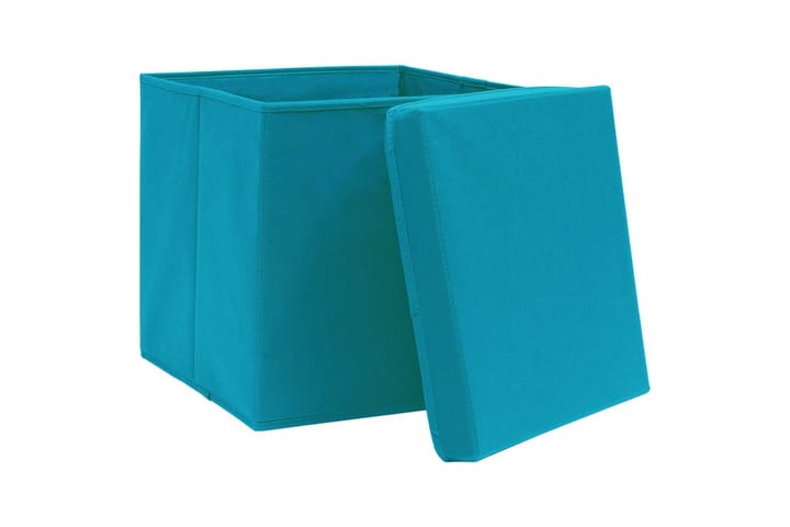 Säilytyslaatikot kansilla 10 kpl 28x28x28 cm vaaleansininen - Sininen - Säilytyslaatikko - Laatikko