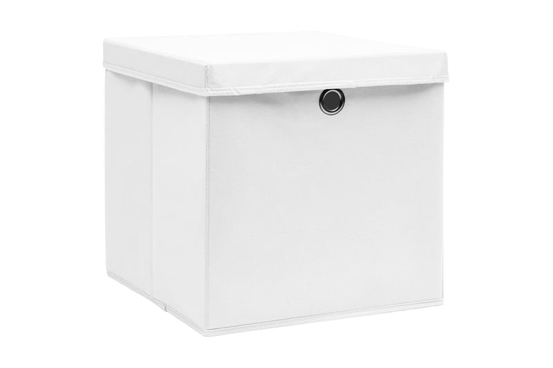 Säilytyslaatikot kansilla 10 kpl 28x28x28 cm valkoinen - Valkoinen - Säilytys - Piensäilytys - Säilytyslaatikko - Laatikko
