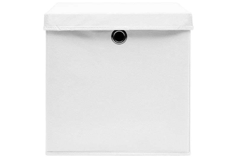 Säilytyslaatikot kansilla 10 kpl 28x28x28 cm valkoinen - Valkoinen - Säilytys - Piensäilytys - Säilytyslaatikko - Laatikko