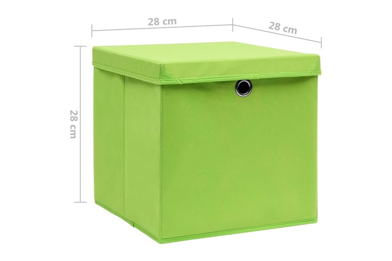 Säilytyslaatikot kansilla 10 kpl 28x28x28 cm vihreä - Vihreä - Säilytys - Piensäilytys - Säilytyslaatikko