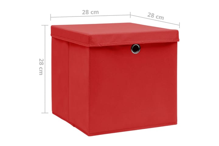 Säilytyslaatikot kansilla 10 kpl 28x28x28 cm punainen - Punainen - Säilytyslaatikko - Laatikko