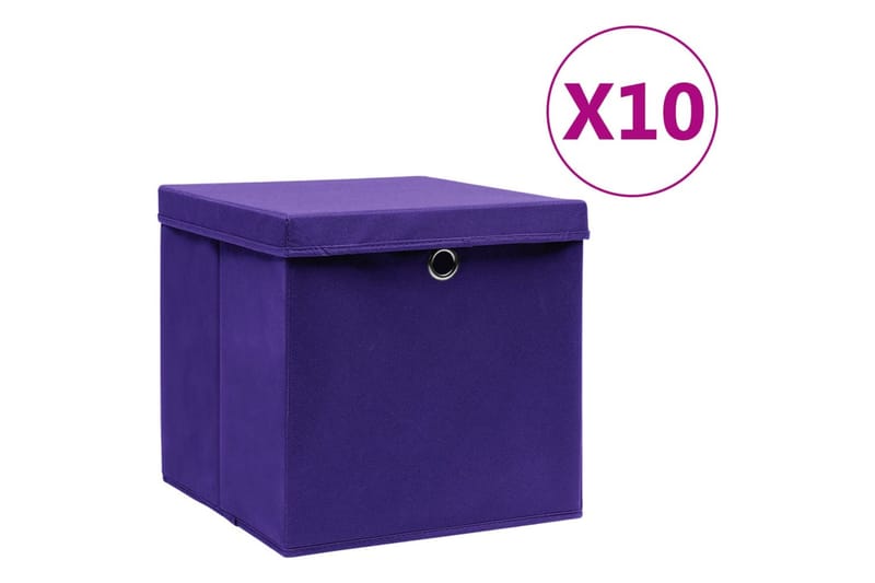 Säilytyslaatikot kansilla 10 kpl 28x28x28 cm purppura - Purppura - Säilytys - Piensäilytys - Säilytyslaatikko