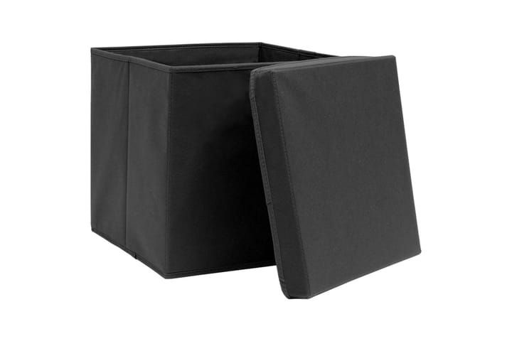 Säilytyslaatikot kansilla 4 kpl 28x28x28 cm musta - Musta - Säilytyslaatikko - Laatikko
