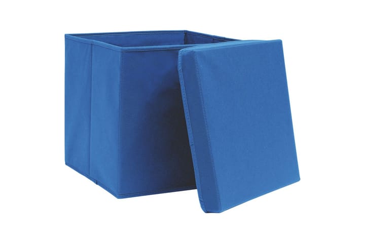 Säilytyslaatikot kansilla 4 kpl 28x28x28 cm sininen - Sininen - Säilytyslaatikko - Laatikko
