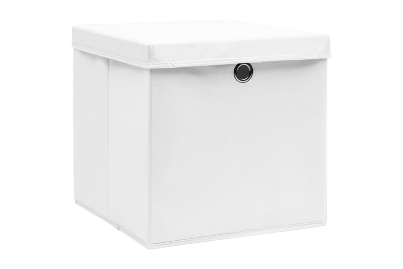 Säilytyslaatikot kansilla 4 kpl 28x28x28 cm valkoinen - Valkoinen - Säilytys - Piensäilytys - Säilytyslaatikko