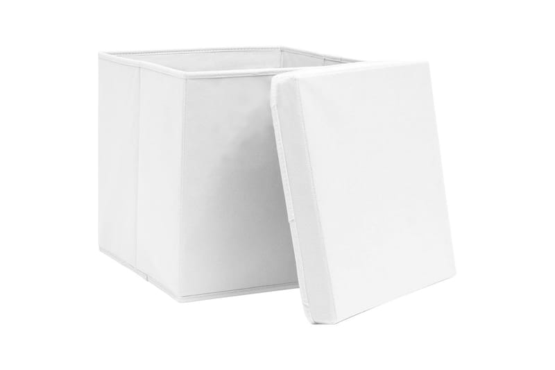 Säilytyslaatikot kansilla 4 kpl 28x28x28 cm valkoinen - Valkoinen - Säilytys - Piensäilytys - Säilytyslaatikko