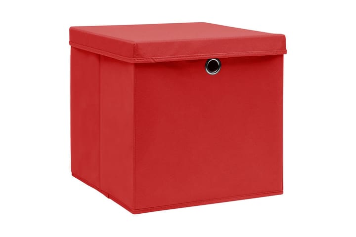 Säilytyslaatikot kansilla 4 kpl 28x28x28 cm punainen - Punainen - Säilytyslaatikko - Laatikko