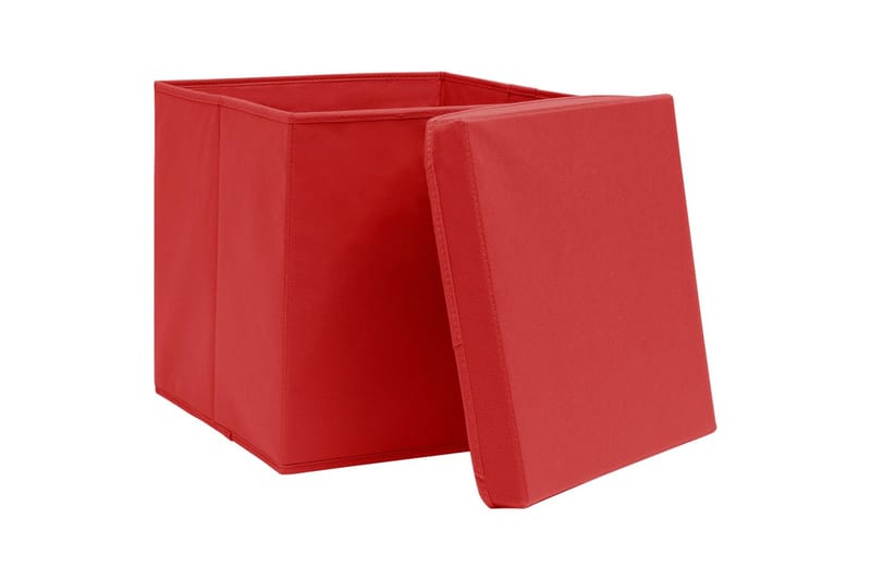 Säilytyslaatikot kansilla 4 kpl 28x28x28 cm punainen - Punainen - Säilytys - Piensäilytys - Säilytyslaatikko