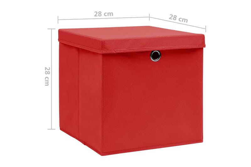 Säilytyslaatikot kansilla 4 kpl 28x28x28 cm punainen - Punainen - Säilytys - Piensäilytys - Säilytyslaatikko