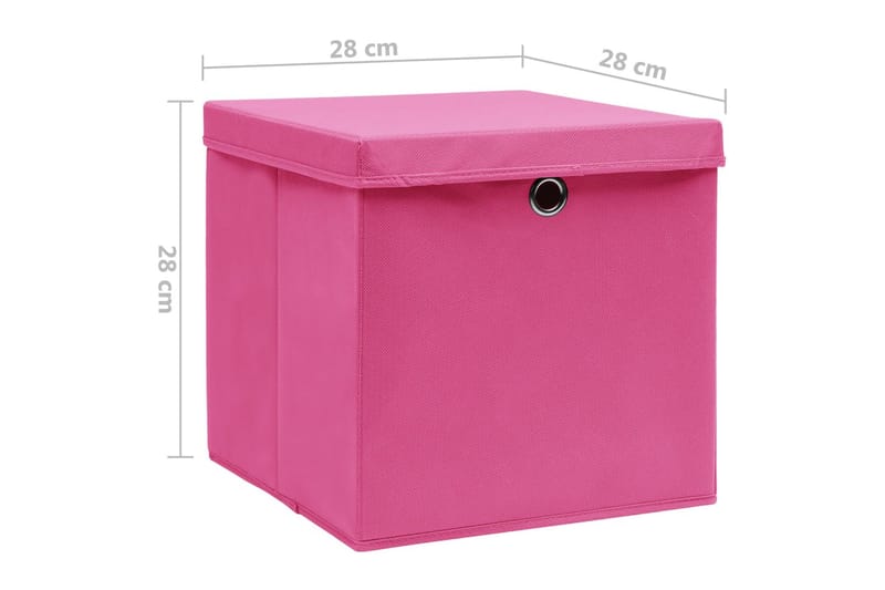 Säilytyslaatikot kansilla 4 kpl 28x28x28 cm pinkki - Pinkki - Säilytys - Piensäilytys - Säilytyslaatikko