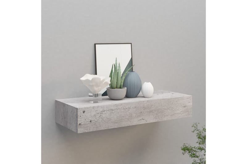 Seinälaatikkohylly betoninharmaa 60x23,5x10 cm MDF - Harmaa - Säilytys - Piensäilytys - Säilytyslaatikko