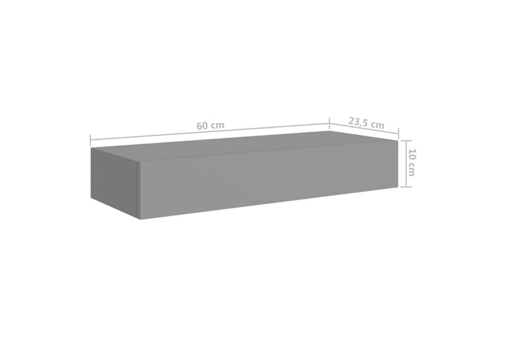 Seinälaatikkohylly harmaa 60x23,5x10 cm MDF - Harmaa - Säilytyslaatikko - Laatikko