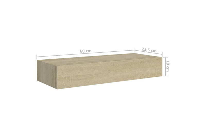 Seinälaatikkohylly tammi 60x23,5x10 cm MDF - Ruskea - Säilytys - Piensäilytys - Säilytyslaatikko