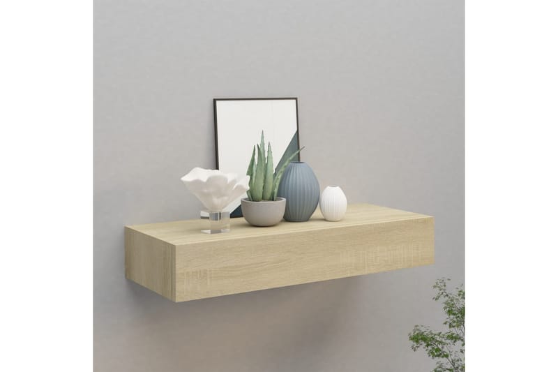 Seinälaatikkohylly tammi 60x23,5x10 cm MDF - Ruskea - Säilytys - Piensäilytys - Säilytyslaatikko