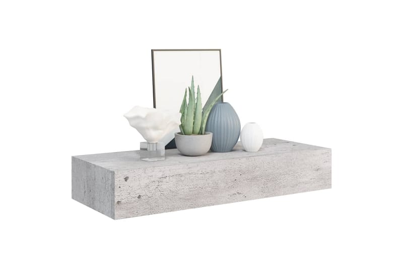 Seinälaatikkohyllyt 2 kpl betoninharmaa 60x23,5x10 cm MDF - Harmaa - Säilytys - Piensäilytys - Säilytyslaatikko