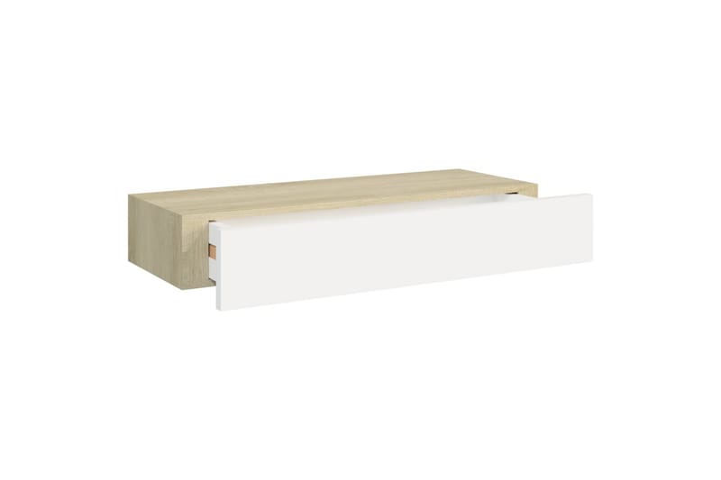 Seinälaatikkohyllyt 2 kpl tammi ja valkoinen 60x23,5x10 cm - Harmaa - Säilytys - Piensäilytys - Säilytyslaatikko