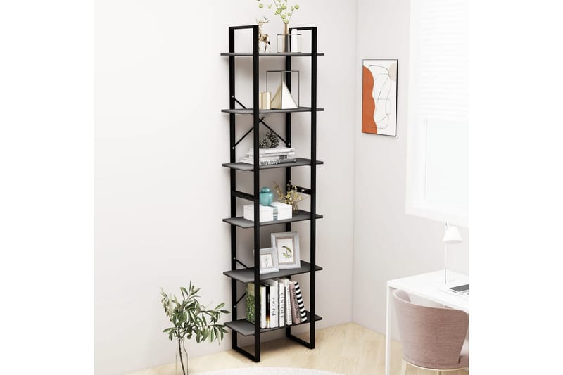 Varastohyllyt 2 kpl harmaa 60x30x210 cm lastulevy - Harmaa - Säilytys - Piensäilytys - Säilytyslaatikko