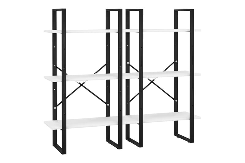 Varastohyllyt 2 kpl valkoinen 60x30x210 cm lastulevy - Valkoinen - Säilytys - Piensäilytys - Säilytyslaatikko
