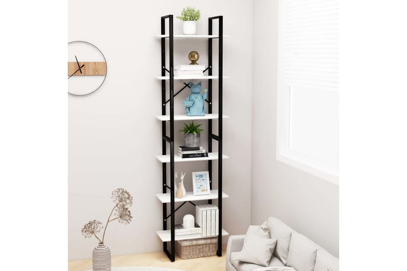 Varastohyllyt 2 kpl valkoinen 60x30x210 cm lastulevy - Valkoinen - Säilytys - Piensäilytys - Säilytyslaatikko