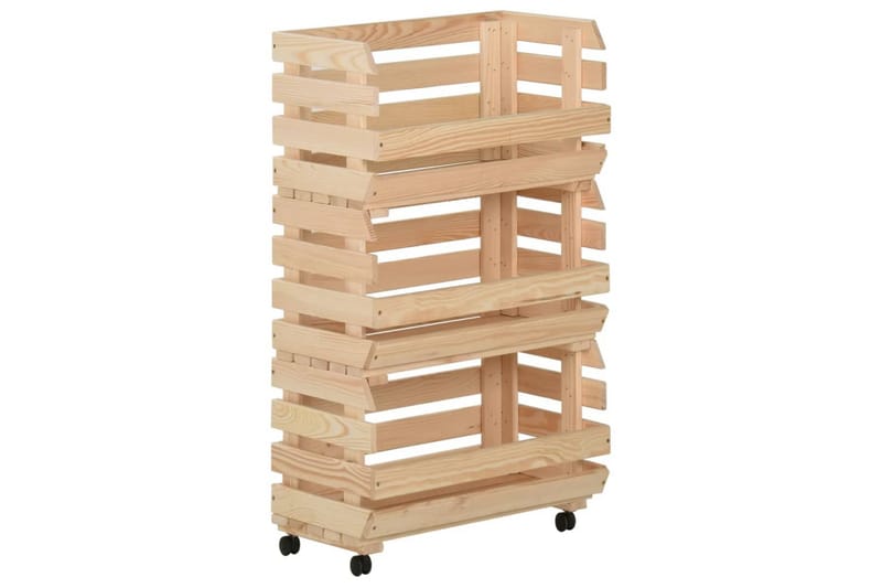 Vihanneskärry 37x30x80 cm täysi mänty - Ruskea - Säilytys - Piensäilytys - Säilytyslaatikko