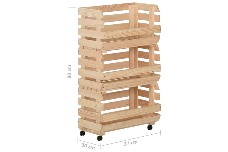 Vihanneskärry 37x30x80 cm täysi mänty - Ruskea - Säilytys - Piensäilytys - Säilytyslaatikko