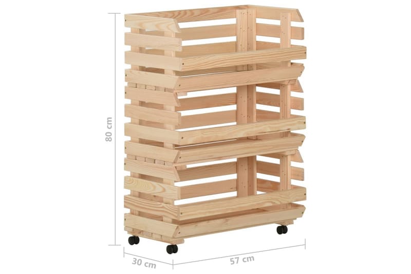Vihanneskärry 57x30x80 cm täysi mänty - Ruskea - Säilytys - Piensäilytys - Säilytyslaatikko