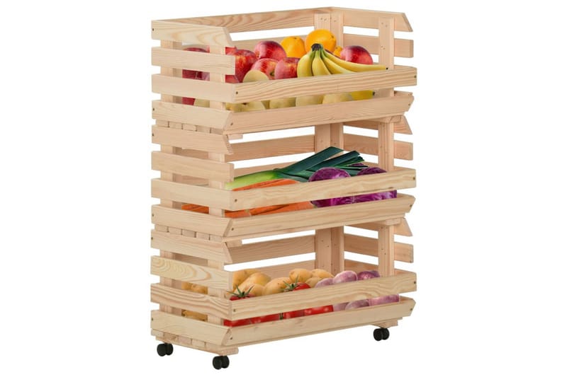 Vihanneskärry 57x30x80 cm täysi mänty - Ruskea - Säilytys - Piensäilytys - Säilytyslaatikko