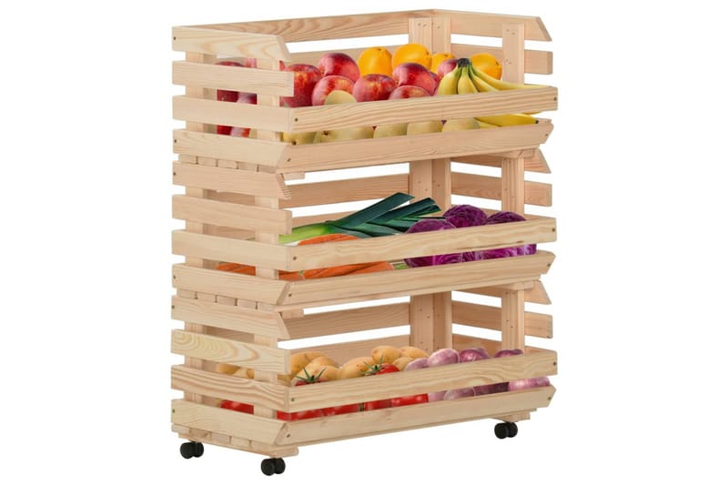 Vihanneskärry 77x30x80 cm täysi mänty - Ruskea - Säilytys - Piensäilytys - Säilytyslaatikko
