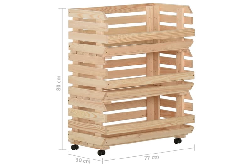 Vihanneskärry 77x30x80 cm täysi mänty - Ruskea - Säilytys - Piensäilytys - Säilytyslaatikko
