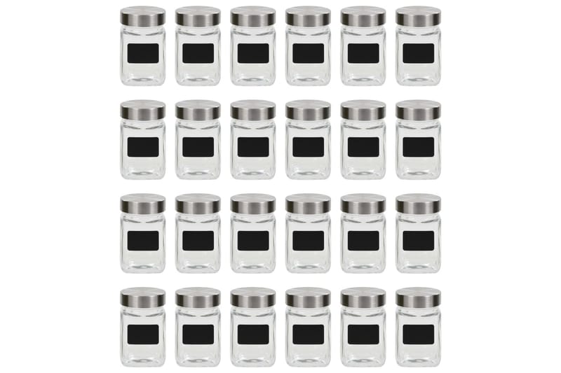 Säilytyspurkit tarroilla 24 kpl 300 ml - Läpinäkyvä - Säilytys - Piensäilytys
