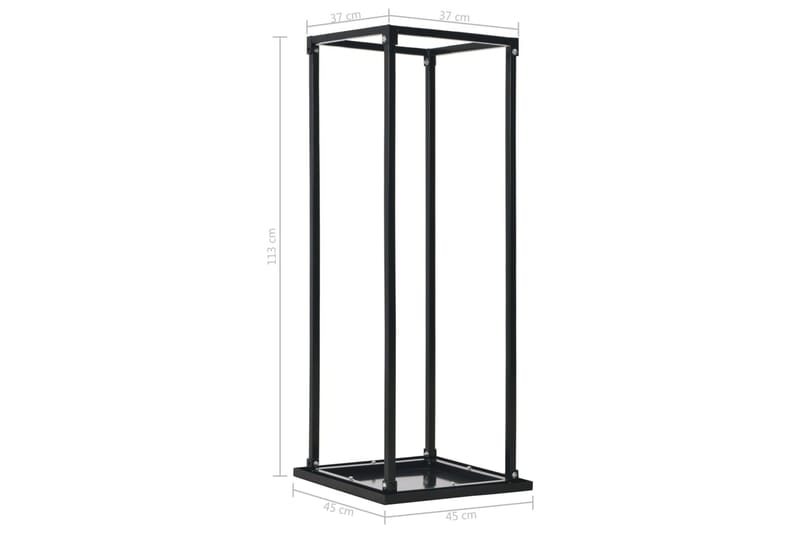 Polttopuuteline alustalla musta 37x37x113 cm teräs - Musta - Säilytys - Piensäilytys - Säilytysteline - Halkoteline
