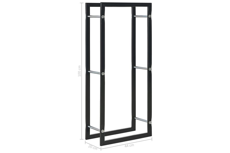Polttopuuteline musta 44x20x100 cm teräs - Musta - Säilytys - Piensäilytys - Säilytysteline - Halkoteline