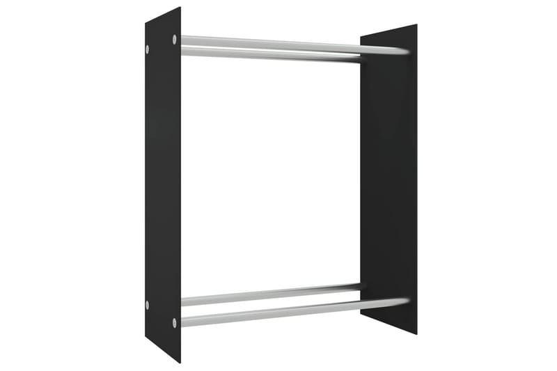 Polttopuuteline musta 80x35x100 cm karkaistu lasi - Säilytys - Piensäilytys - Säilytysteline - Halkoteline