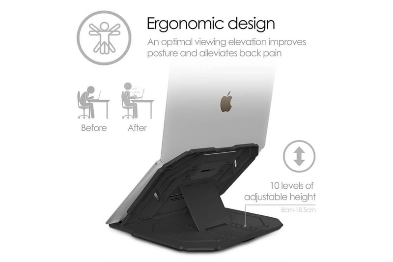 Kannettavan tietokoneen jalusta Desire2 2-in-1 360 Käännettävä Musta - Musta - Säilytys - Piensäilytys - Säilytysteline - Kannettavan tietokoneen teline