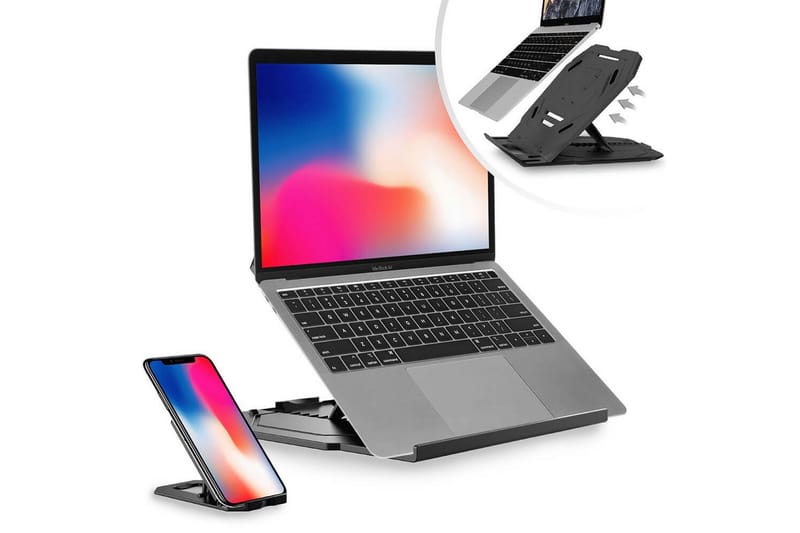 Kannettavan tietokoneen jalusta Desire2 2-in-1 360 Käännettävä Musta - Musta - Säilytys - Piensäilytys - Säilytysteline - Kannettavan tietokoneen teline