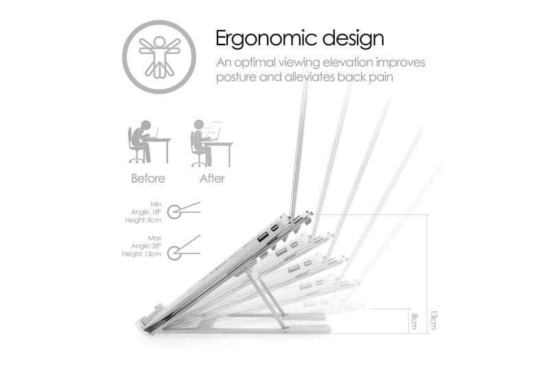Kannettavan tietokoneen jalusta Desire2 Supreme Lite Kannettava Hopea - Hopea - Säilytys - Piensäilytys - Säilytysteline - Kannettavan tietokoneen teline