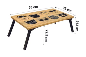 Läppäripöytä Godford 25 cm - Puu/Luonnonväri/Musta - Säilytys - Piensäilytys - Säilytysteline - Kannettavan tietokoneen teline